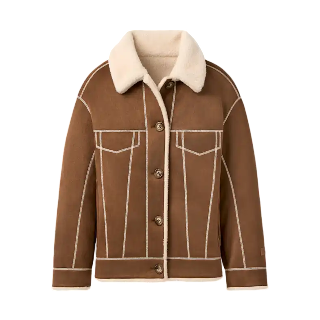 (W) 어그 프랭키 리버시블 트러커 다크 체스트넛 크림((W) UGG Frankie Reversible Trucker Dark Chestnut Cream) - 1