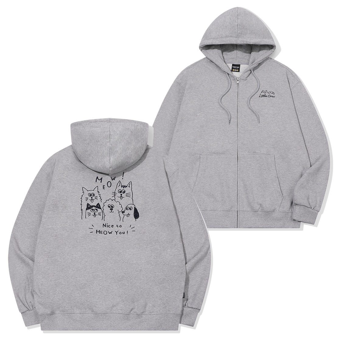 꼼파뇨 펫 퍼레이드 자수 후드집업 그레이(CPGN STUDIO Pet Parade Embroidery Hooded Zip-up Gray)