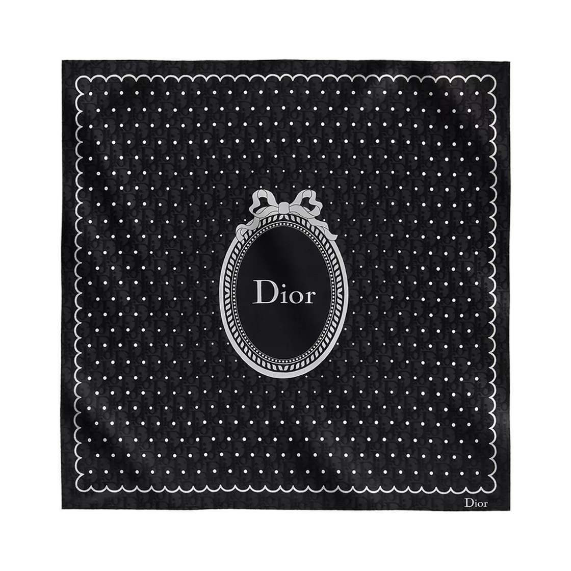 65TC070D6216-C930 (W) Dior Polka Dior Oblique 70 Square Scarf Black White