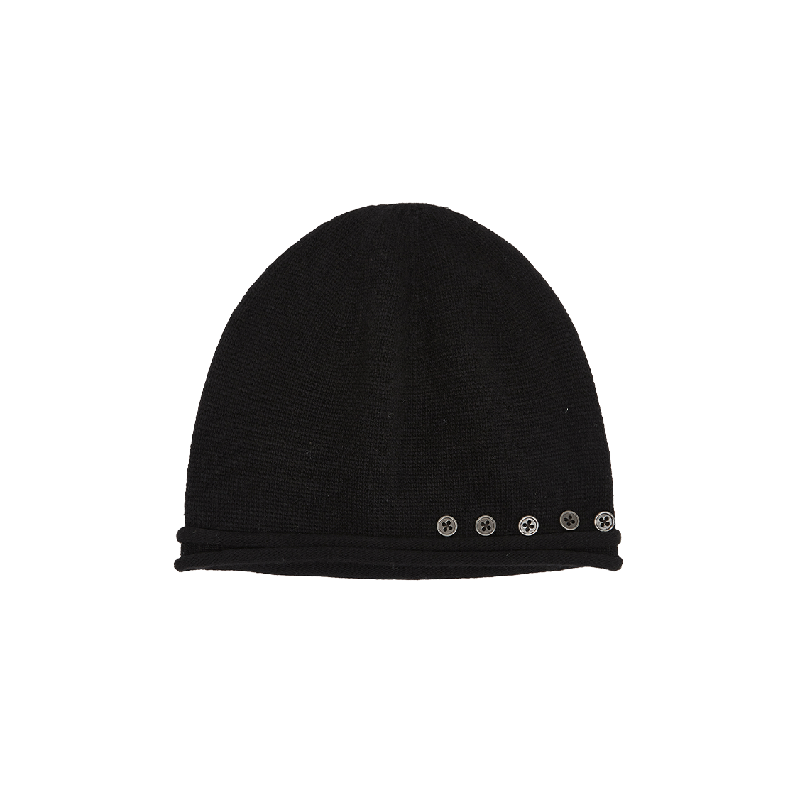 MEA03B6A04-BK Mea Wool Layered Button Beanie Black