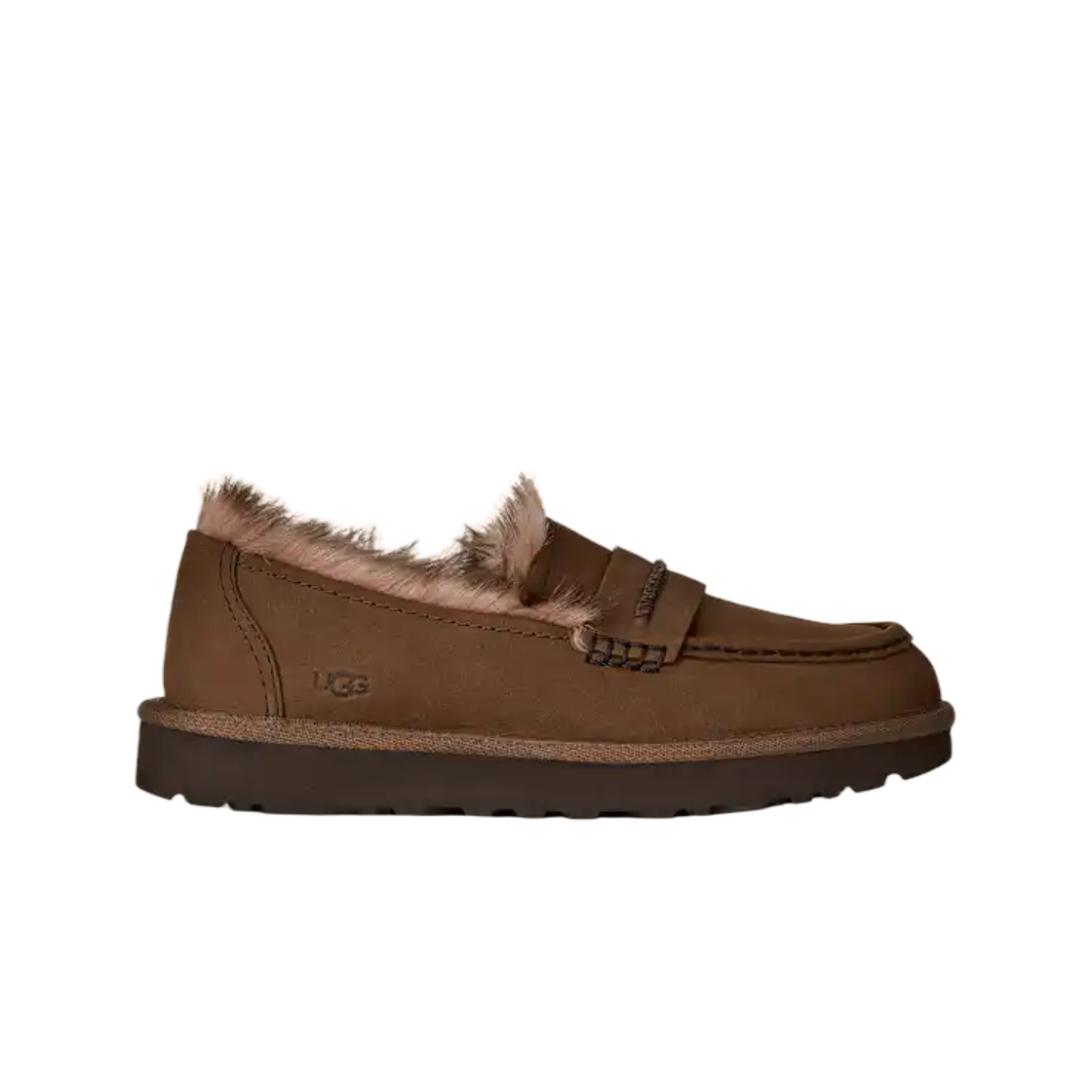 1183310-DKC (W) UGG Ellis Nubuck Loafer Dark Chestnut