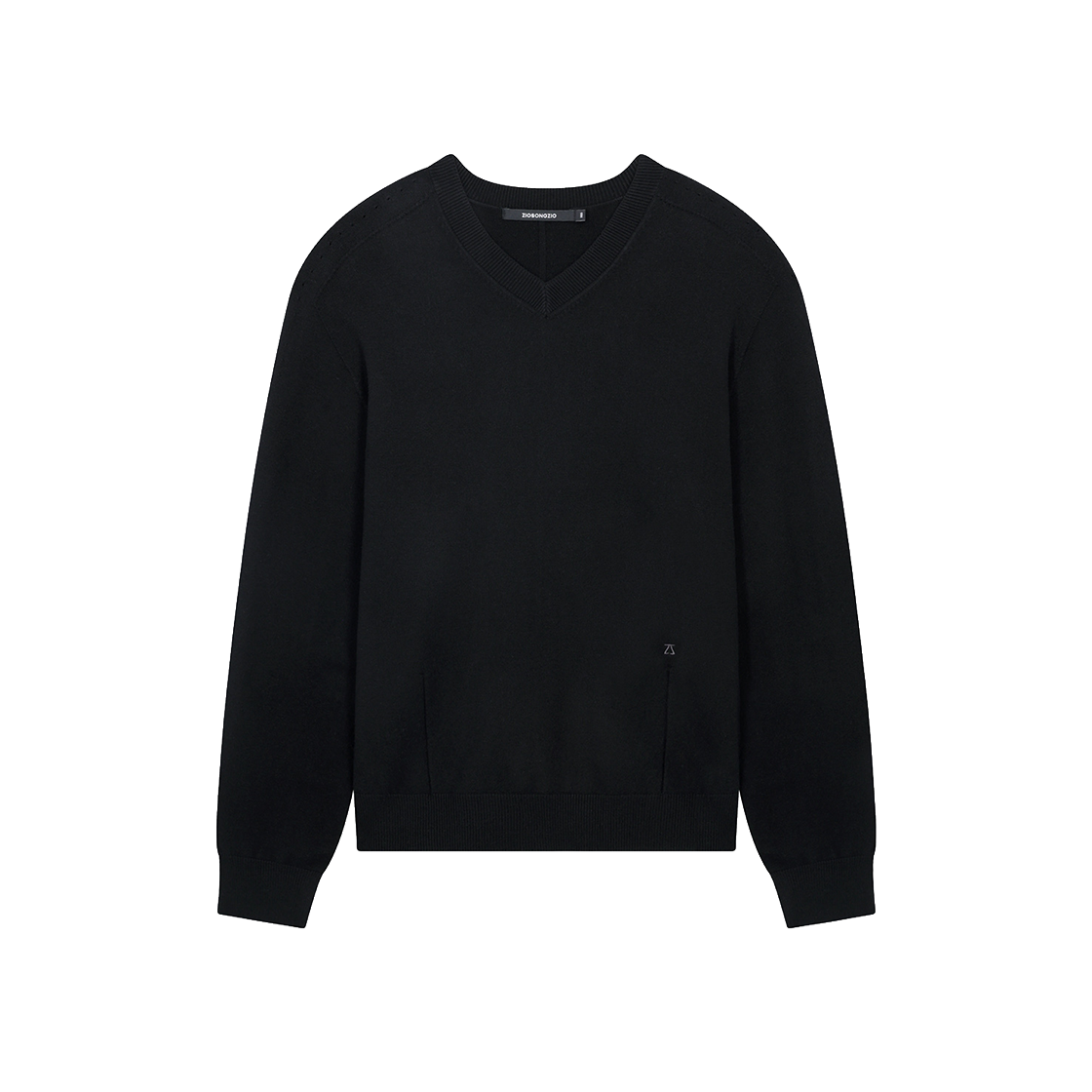 지오송지오 타임리스 홀가먼트 브이넥 니트 블랙 ZI6KT689BK(ZIOSONGZIO Timeless Wholegarment V Neck Knit Black) - 1
