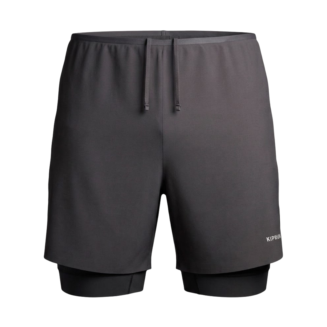8960456 DECATHLON Kiprun Men's Running 2in1 Shorts Run 500 Smoke Black