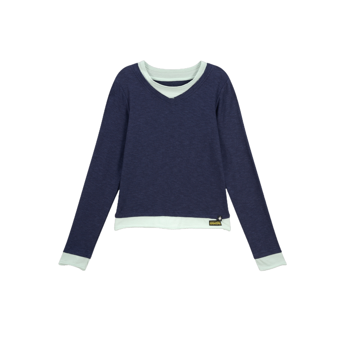 베이컨트 아카이브 (여성) 헤이든 브이넥 레이어드 롱슬리브 네이비(Vacant Archive (Women) Hayden V-Neck Layered Long Sleeve Navy)