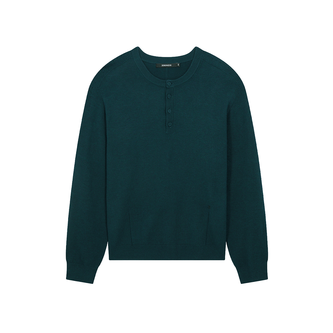 ZI6KT693TB ZIOSONGZIO Timeless Wholegarment Henley Neck Knit Teal Blue