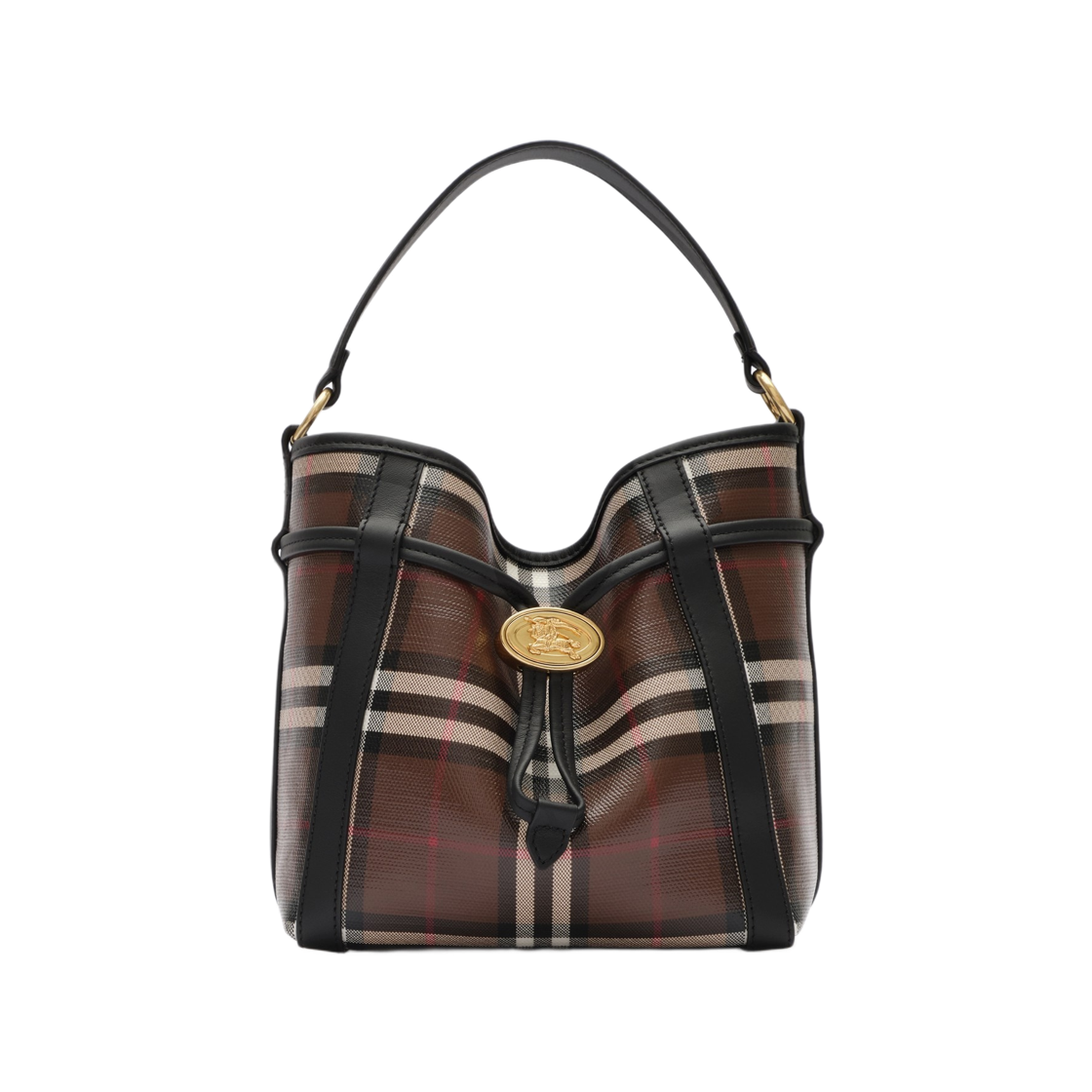 8131476 Burberry Mini Check Bucket Bag Chocolate Brown