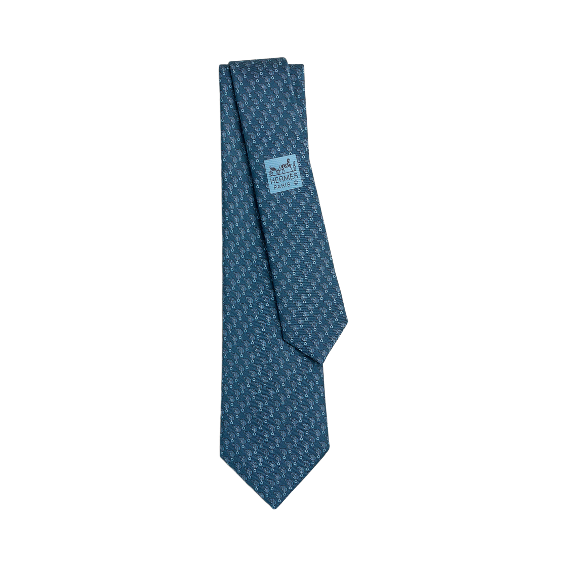 H006403T04 Hermes Saddle Demonstration Tie 7cm Bleu Marine Clair Bleu Moyen Bleu Ciel