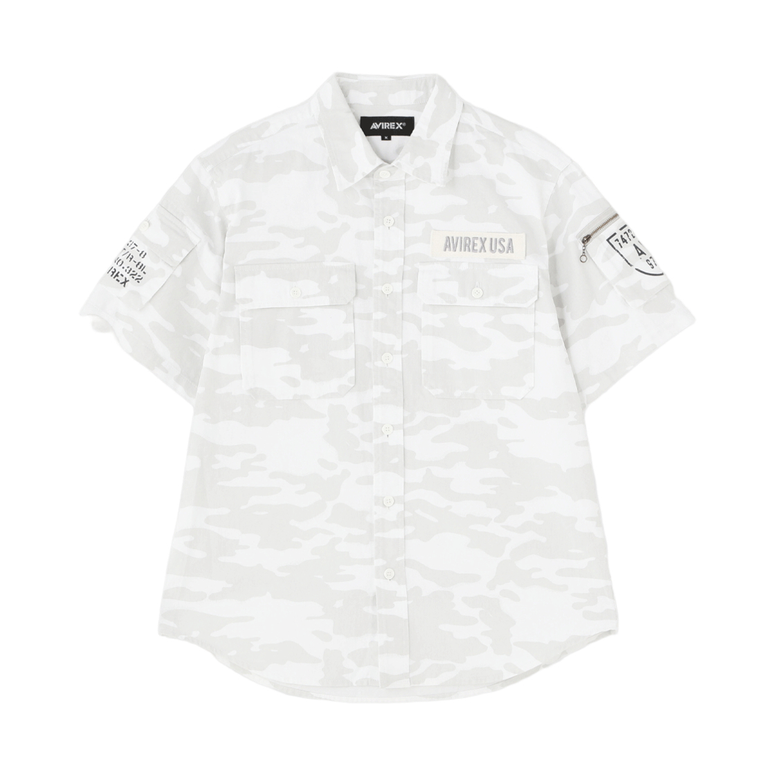 [예약배송] 아비렉스 베이직 숏 슬리브 셔츠 화이트 카모([예약배송] Avirex Basic Short Sleeve Shirt White Camo)