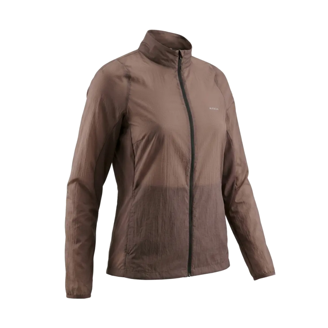 9027023 Decathlon Women's Ultralight Running Wind Jacket Run 500 Quartz Brown