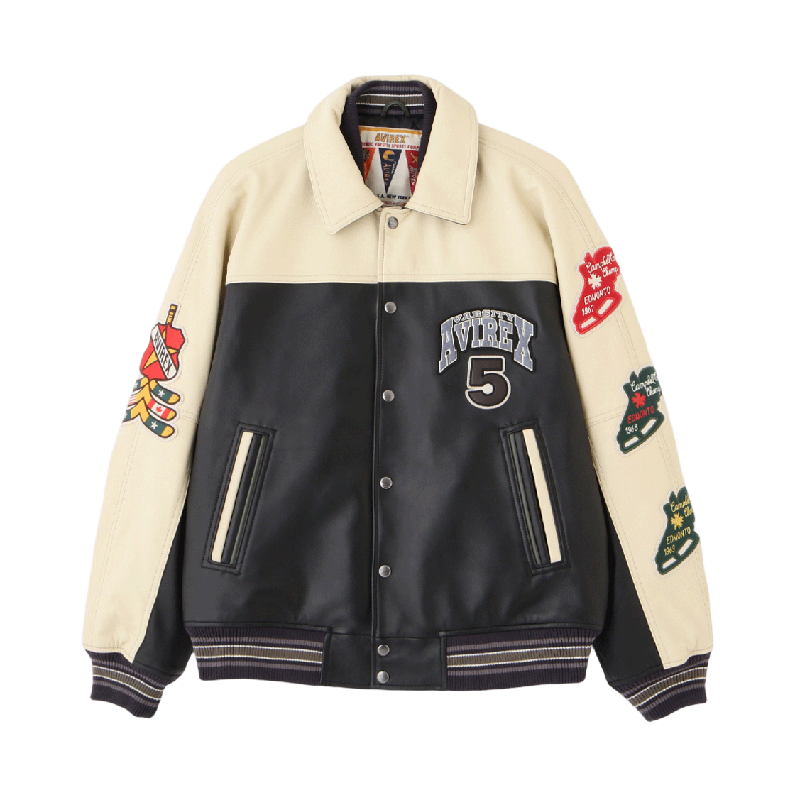 7836950017-ABL [예약배송] Avirex Varsity Jacket Wild Bear Black