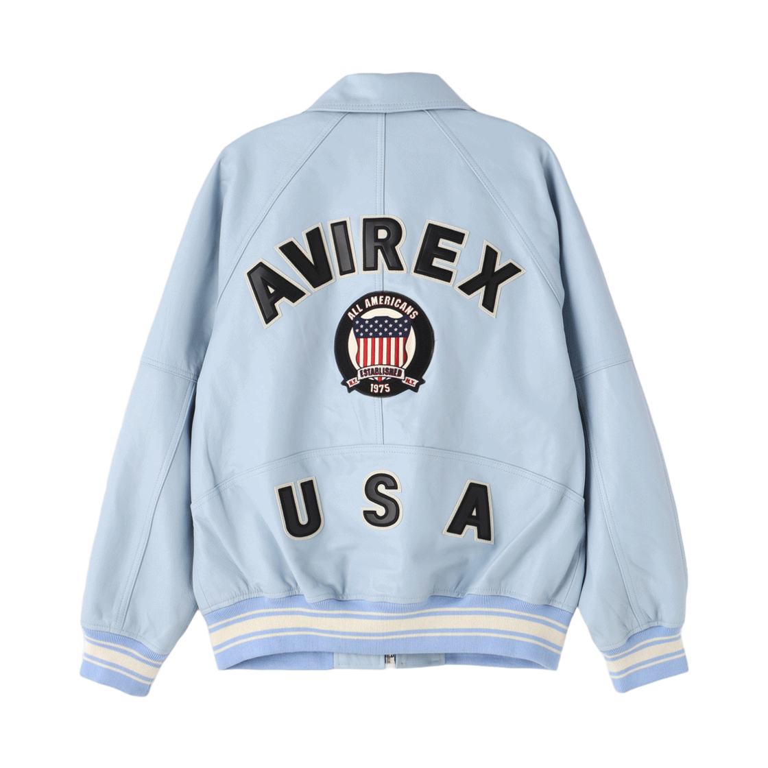 7834950016-ALB [KREAM 단독] Avirex Light Signature Varsity Leather Light Blue