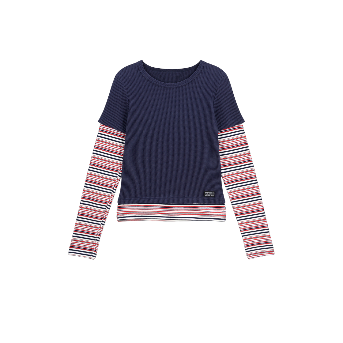 베이컨트 아카이브 (여성) 마크 스트라이프 레이어드 롱슬리브 네이비(Vacant Archive (Women) Mark Stripe Layered Long Sleeve Navy) - 1