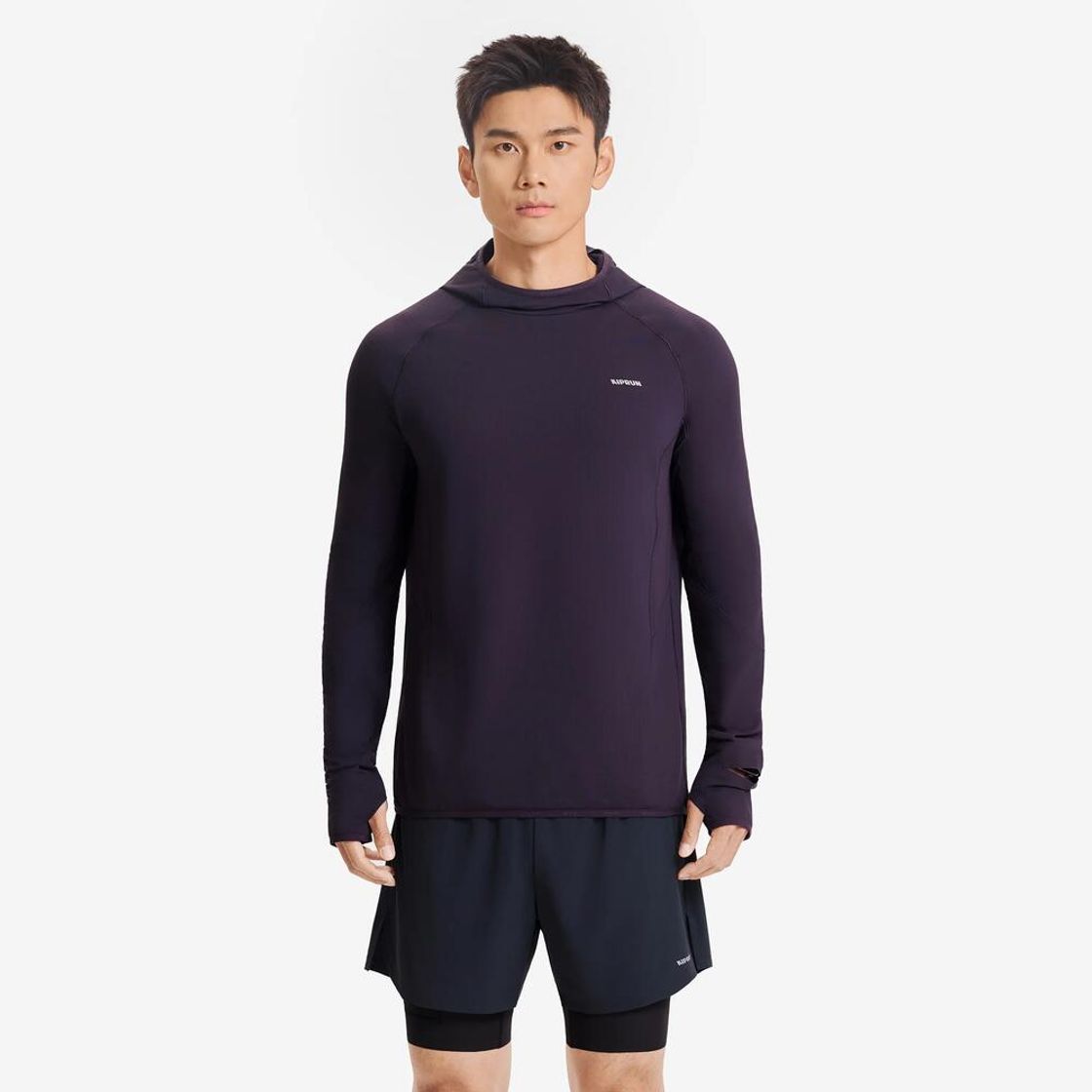 데카트론 남성 러닝 후디 런 웜 500 다크 오버진(Decathlon Men's Running Hoodie Run Warm 500 Dark Aubergine) - 3