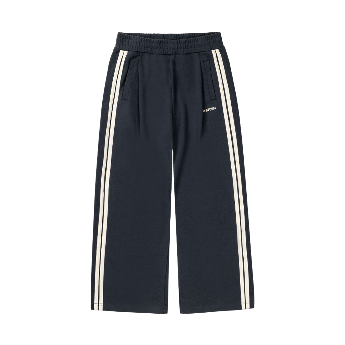 누아트 스튜디오 보더라인 세미 와이드 원턱 팬츠 네이비(NUART STUDIO Borderline Semi-Wide One-Tuck Pants Navy)