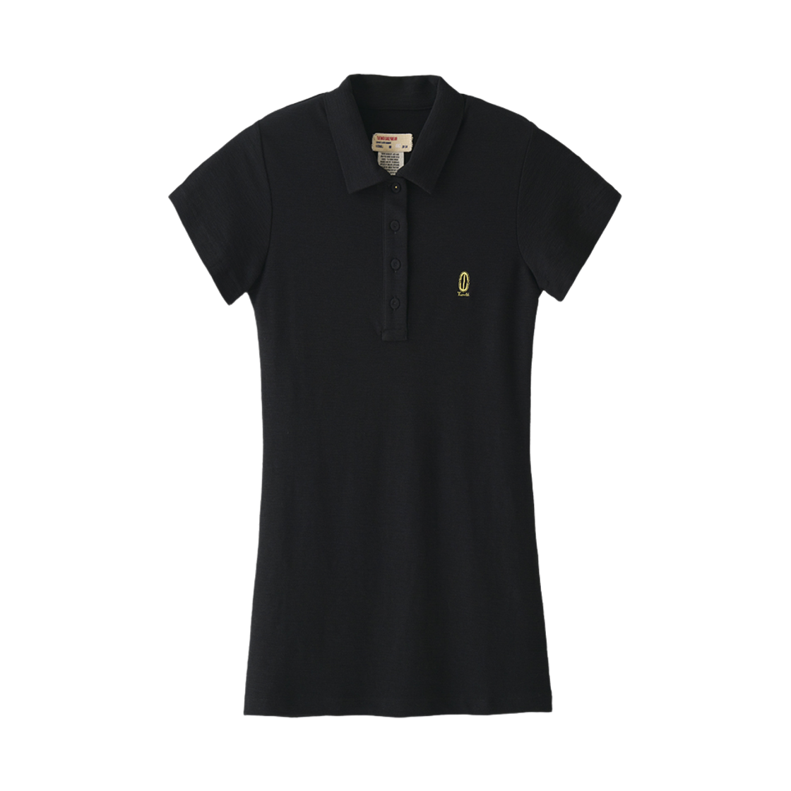 twdkr136 Tuewid Cotton Button Down Pique Polo Mini Dress Black