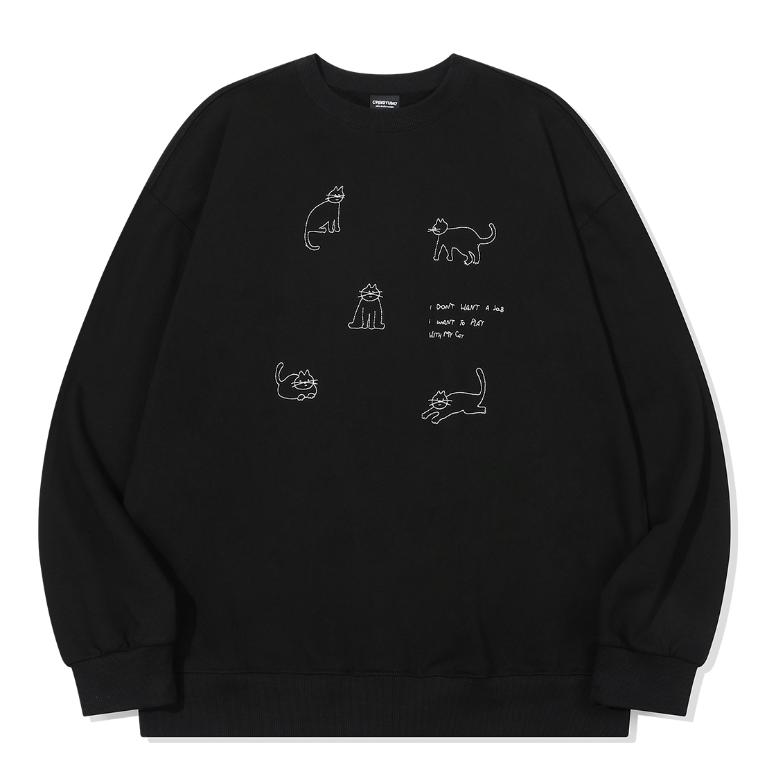 C26FB24 CPGN STUDIO My Kitty Embroidery Sweatshirt Black