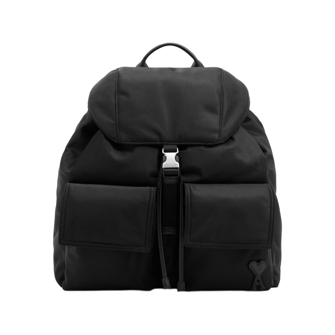 ULL757-AW0001-001 AMI de Coeur Padded Nylon Canvas Marcel Flap Backpack Black
