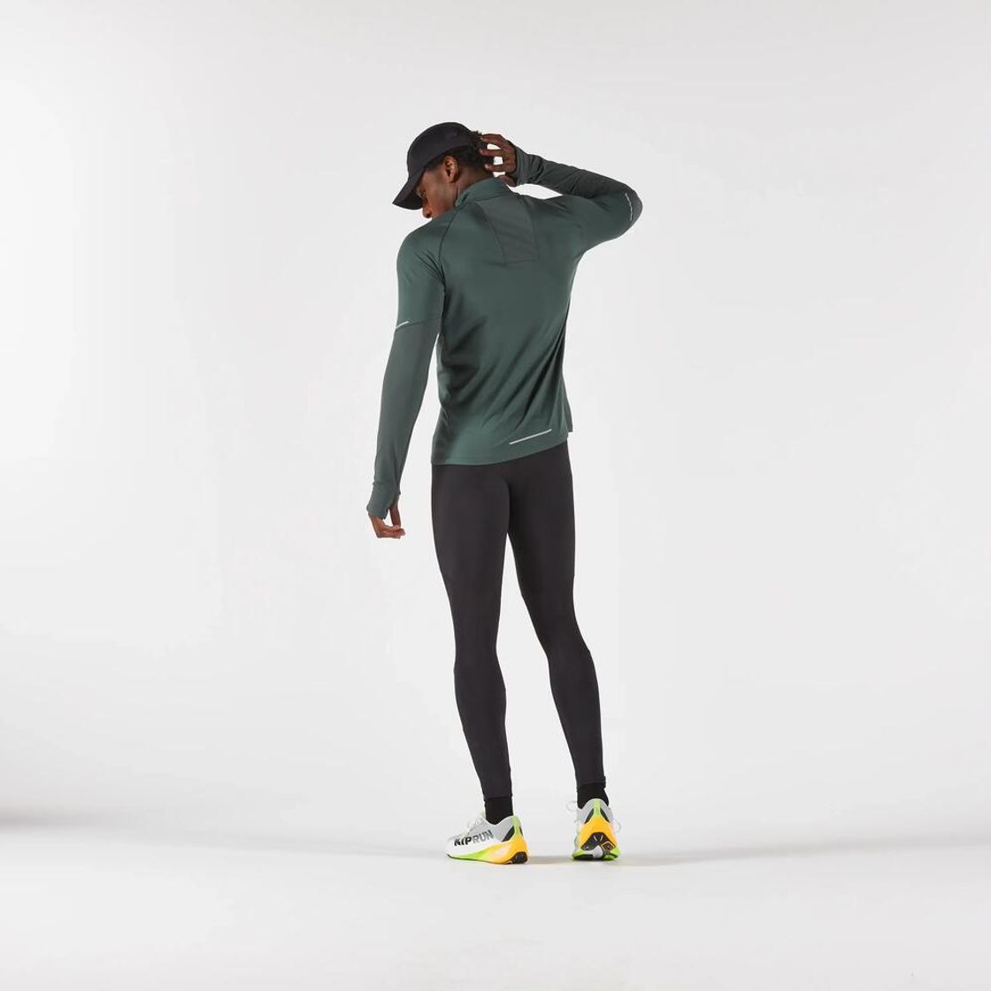 데카트론 남성 하프집 러닝 긴팔 티 런 웜 500 스모크 그린(Decathlon Men's Half-Zip Long-Sleeved Running T-Shirt Run Warm 500 Smoke Green) - 8