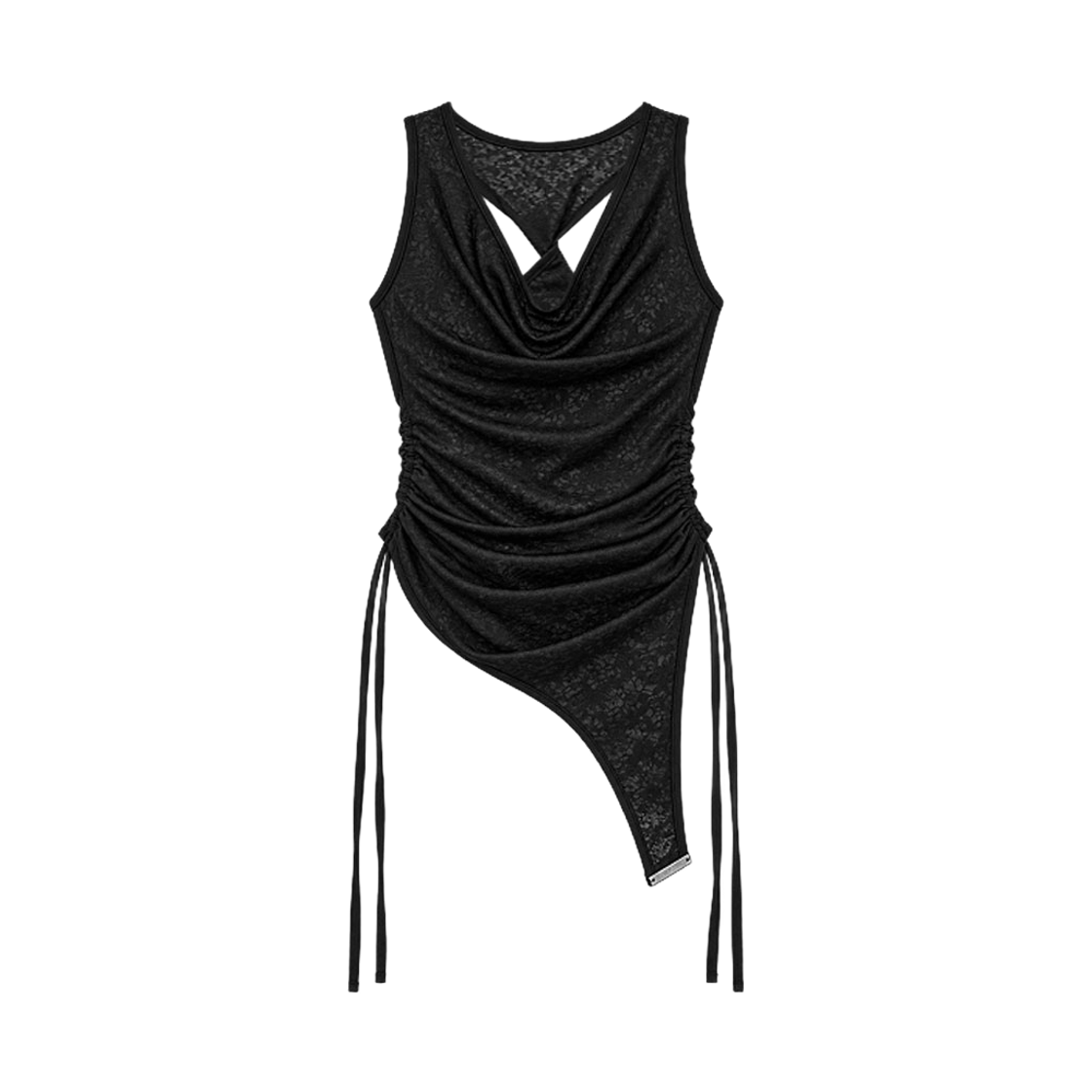 7BT2FC62WXB000 Holy Number 7 Shirred Halter Sleeveless Top_Black