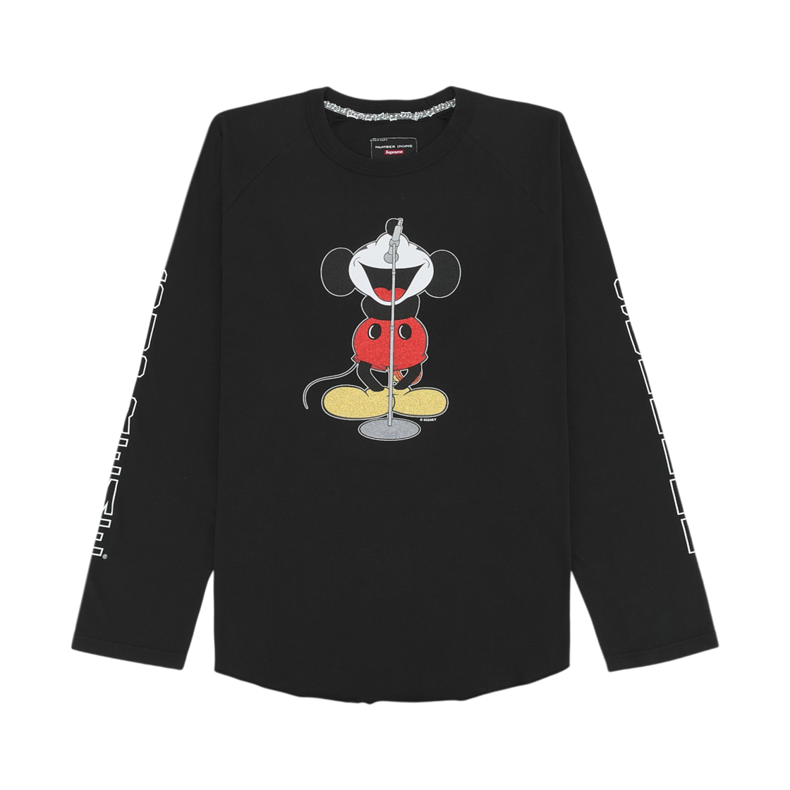 슈프림 x 넘버 나인 x 미키 마우스 래글런 롱슬리브 탑 블랙 - 25FW(Supreme x Number (N)ine x Mickey Mouse Raglan L/S Top Black - 25FW) - 1