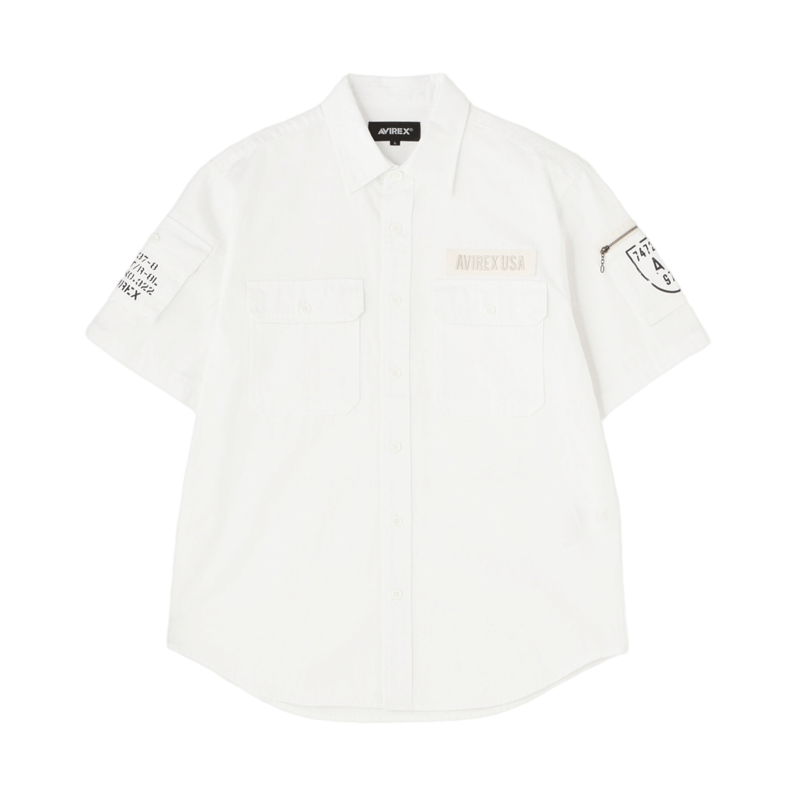 [예약배송] 아비렉스 베이직 숏 슬리브 셔츠 화이트([예약배송] Avirex Basic Short Sleeve Shirt White) - 1