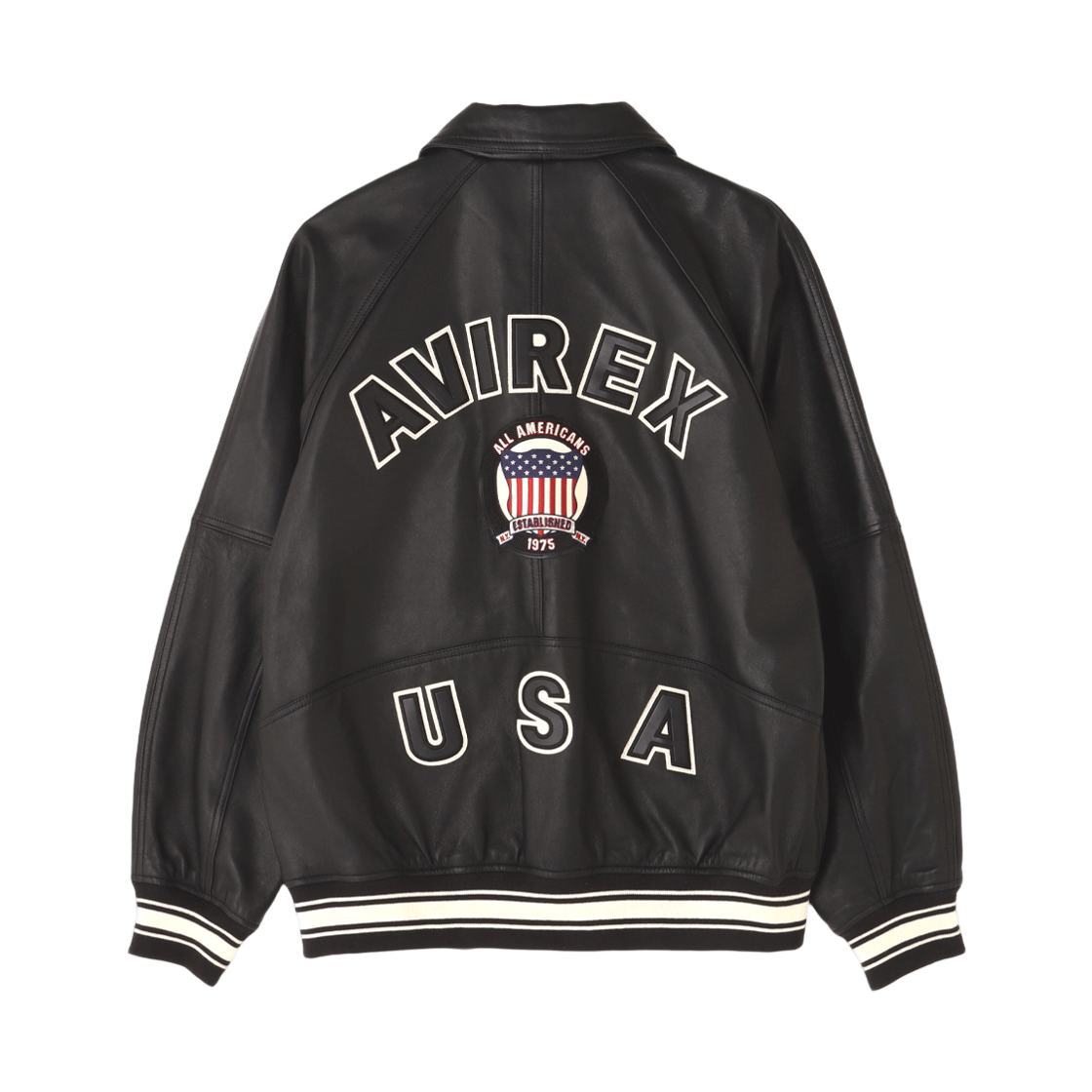 7834950016-ABL Avirex Light Signature Varsity Leather Black