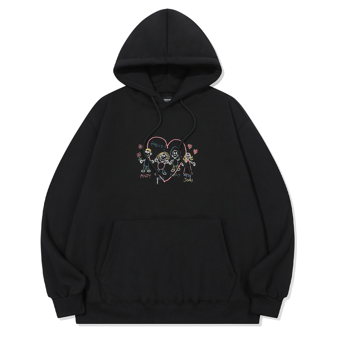 꼼파뇨 프렌즈 스티치 자수 후드티 블랙(CPGN STUDIO Friends Stitch Embroidery Hoodie Black) - 1