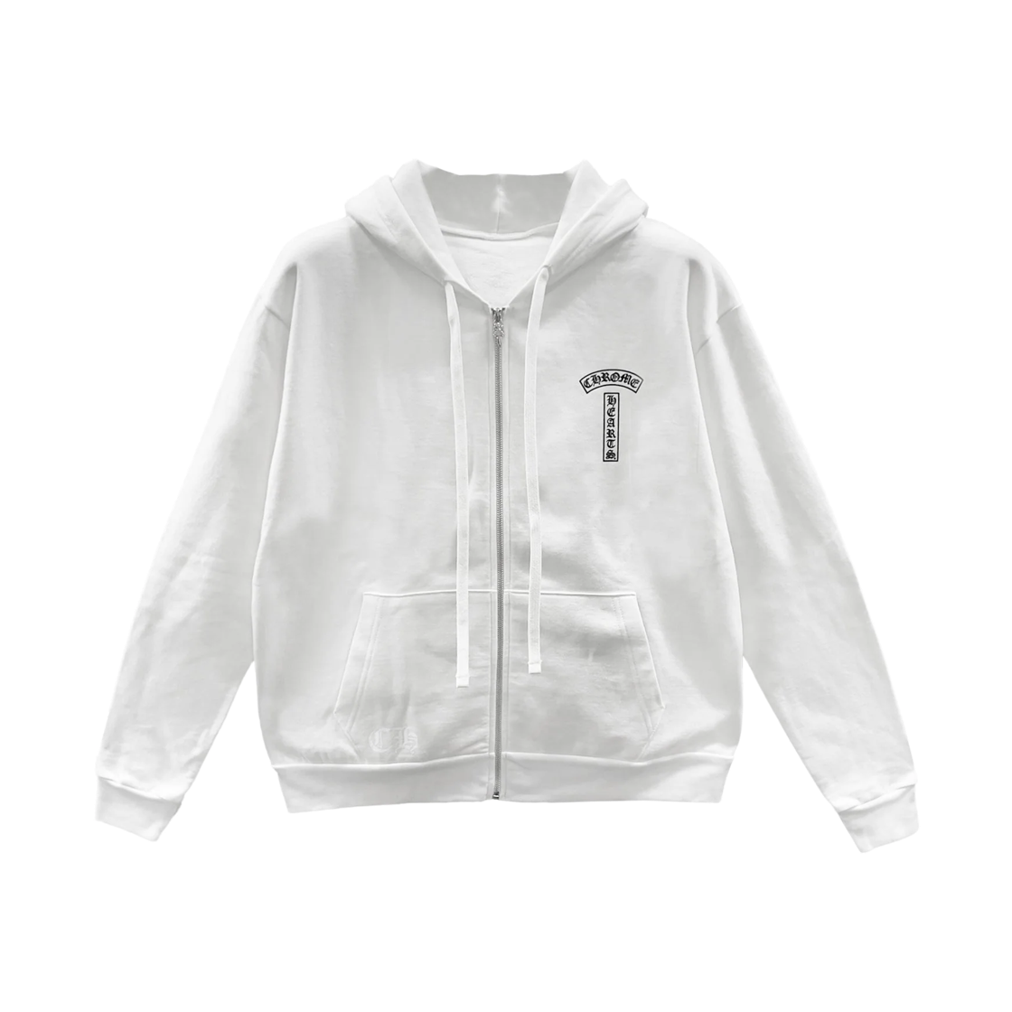 - Chrome Hearts T-Bar Script Logo Fleece Zip-Up Hoodie White