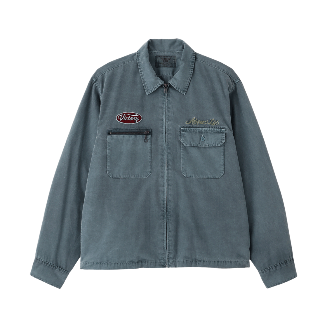 7836152009-ABG [예약배송] Avirex Faded Embroidery Work Jacket Blue Grey