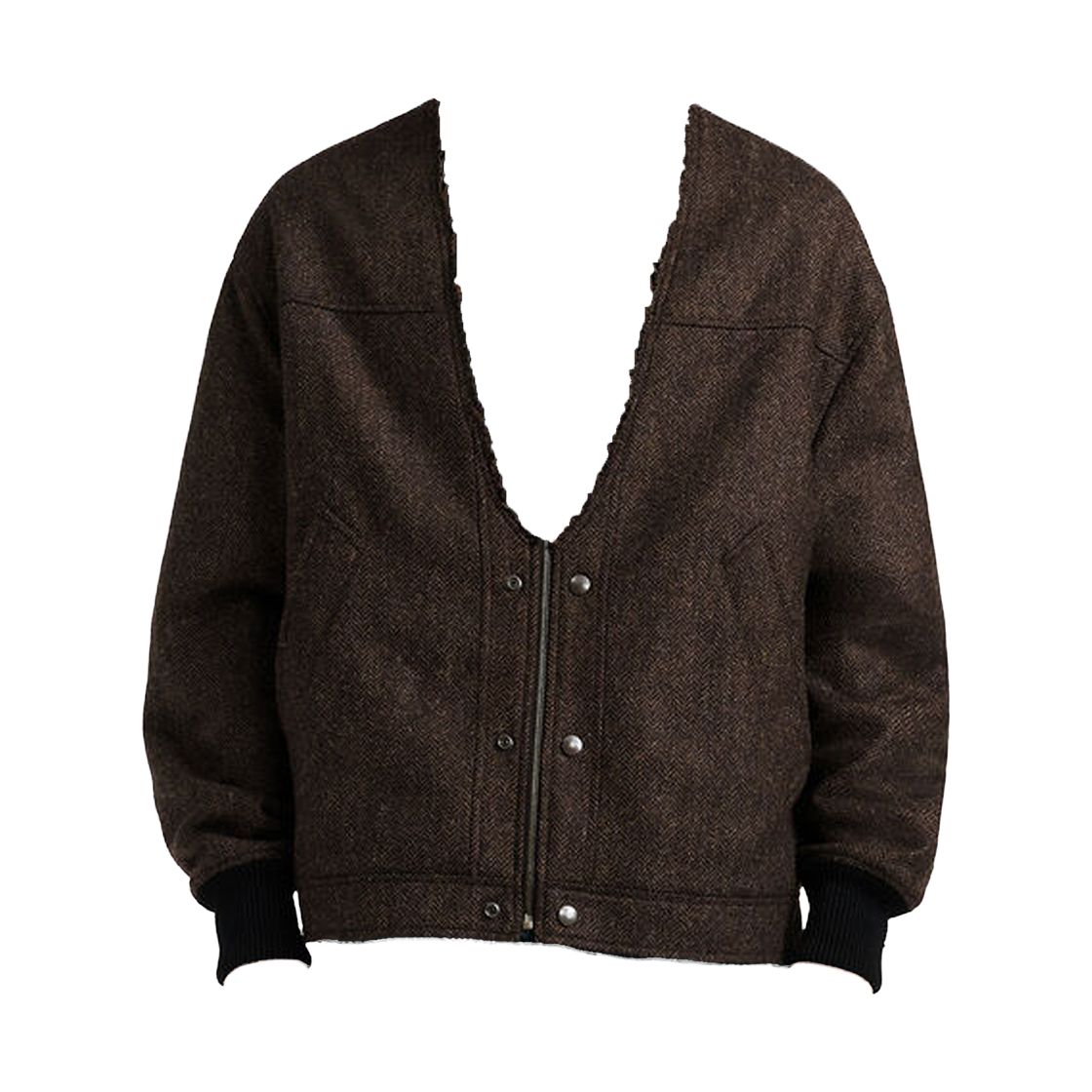S67AM0122S54246003F Maison Margiela Herringbone Wool Zip Jacket Tapenade