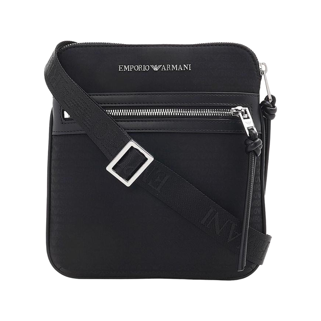 EM005400AF14637UC001 Emporio Armani Monogram Metal Logo Crossbody Bag Black