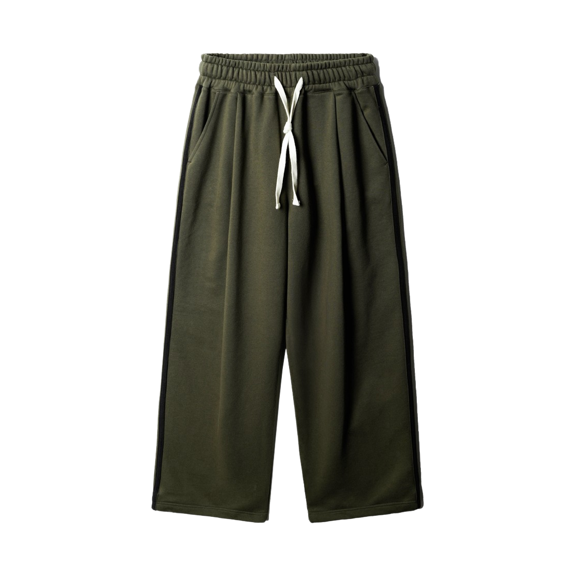 OYLP2544_khaki_29 JEMUT Side Track One Tuck Sweatpants Khaki OYLP2544