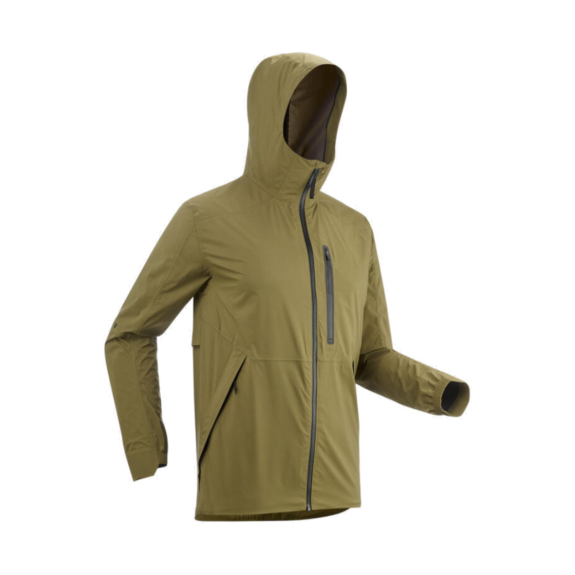 데카트론 남성 하이킹 경량 레인 자켓 MH500 골든 올리브 그린(Decathlon Men's Hiking Lightweight Rain Jacket MH500 Golden Olive Green) - 1