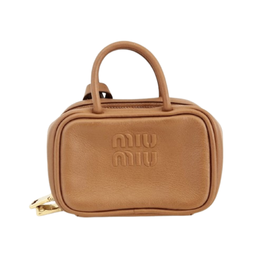 ITOQW4UL6PW4 Miu Miu Leather Micro Bag Cognac