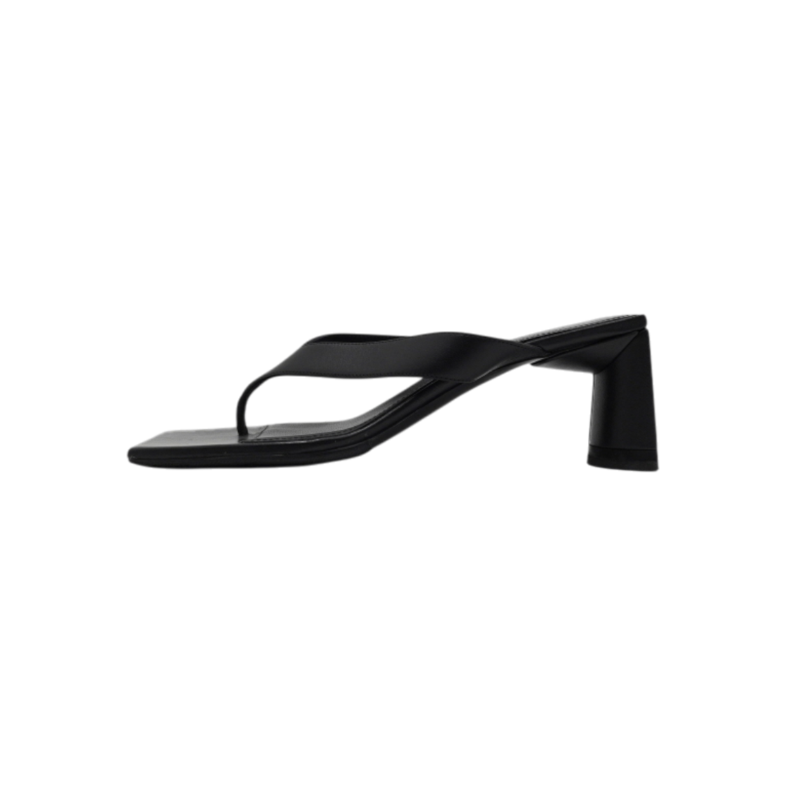 IT92ULDN2JKK Balenciaga Black Leather White Logo Double Square Flip Flop Sandals
