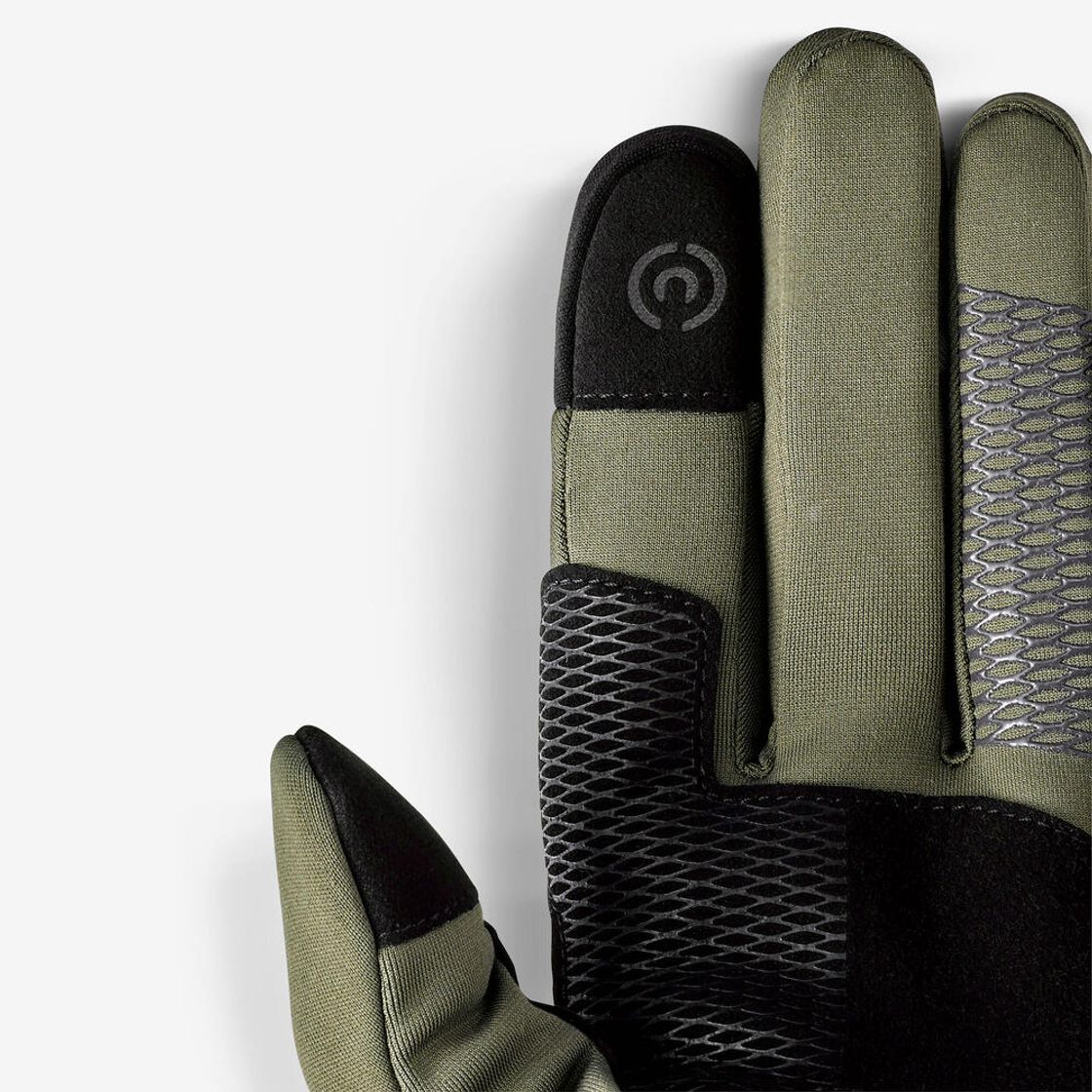 데카트론 성인 터치스크린 등산 스트레치 장갑 MT500 브론즈 카키 그린(Decathlon Adult Touchscreen Hiking Stretch Gloves MT500 Bronze Khaki Green) - 3