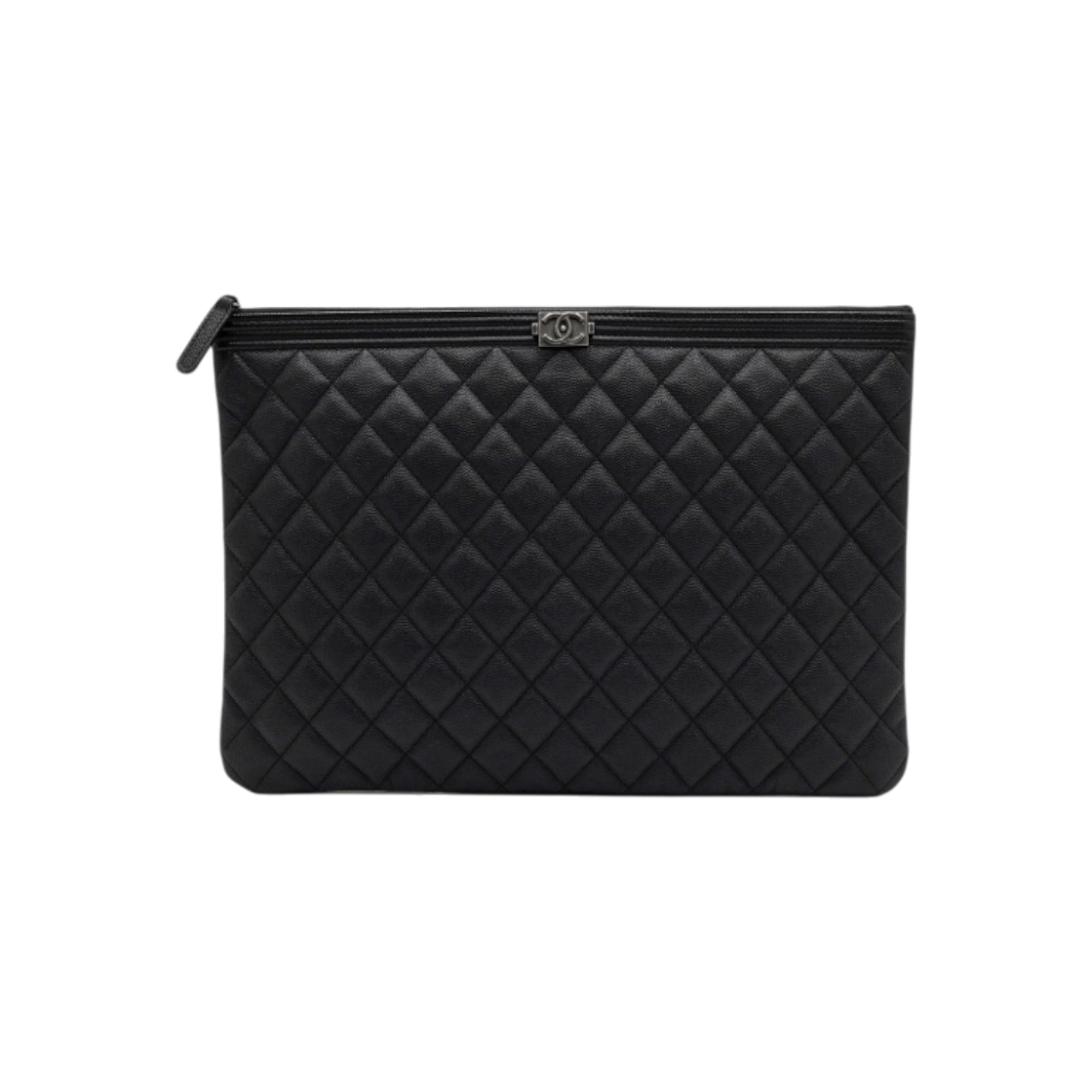ITOIL4JUSW8L Chanel Black Caviar Boy Chanel Vintage Large Clutch Bag