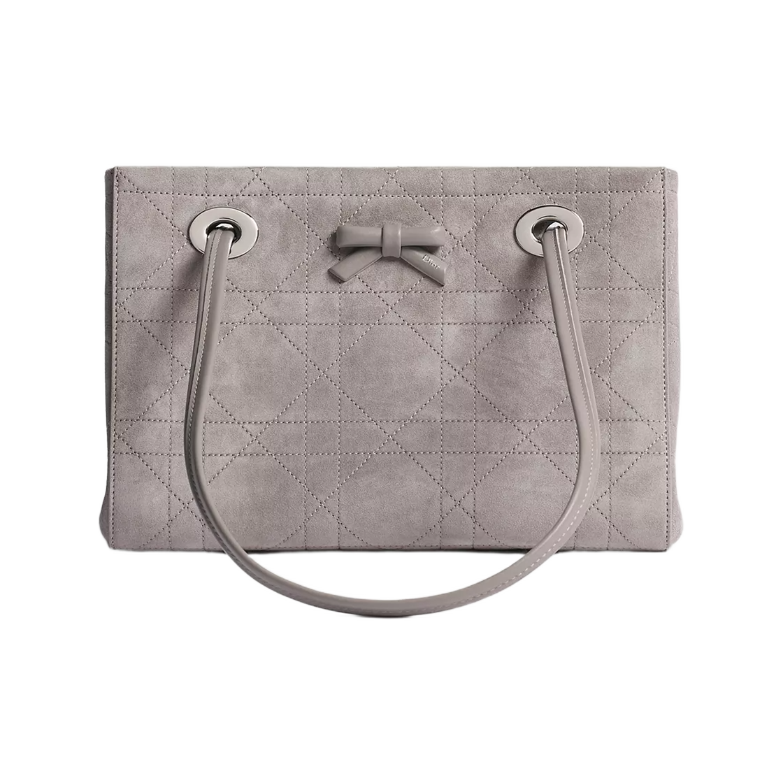 M1410PHSU-M57G Dior Small Dior Promenade Shopping Bag Flat Cannage Suede Calfskin Gris Pietro