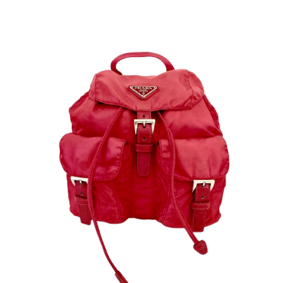 ITUMFTGPTG4H Prada Nylon TwoPocket Small Backpack Red