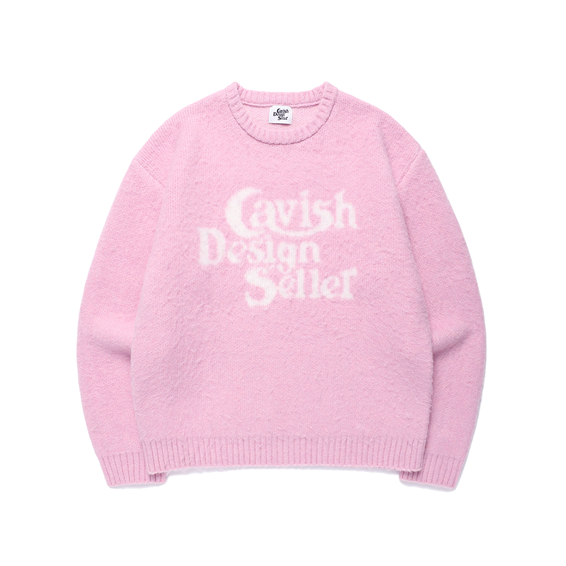카비시 브러쉬드 셀러 로고 니트 크루넥 핑크(CAVISH Brushed Seller Logo Knit Crewneck Pink)