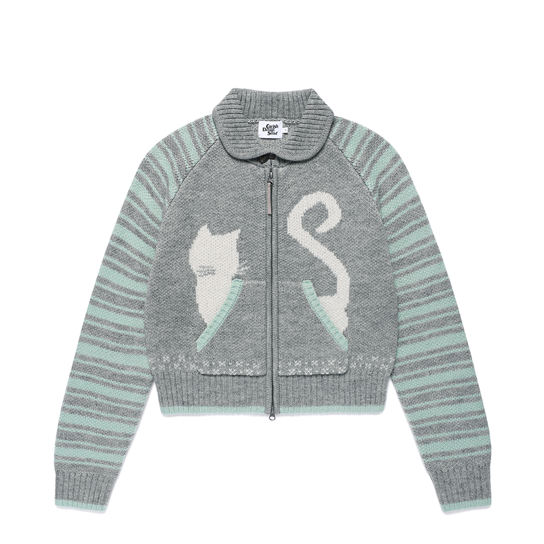 카비시 캣츠 버튼 집업 가디건 그레이(CAVISH Cats Button Zip Up Cardigan Grey)