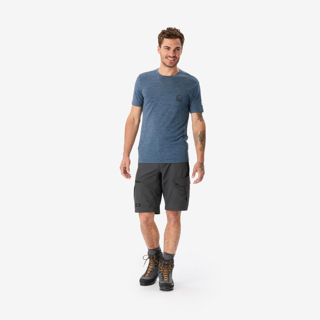 데카트론 남성 메리노울 하이킹 반팔 티 프레시 어비스 블루(Decathlon Men's Merino Wool Hiking Short-Sleeve T-Shirt Fresh Abyss Blue) - 3