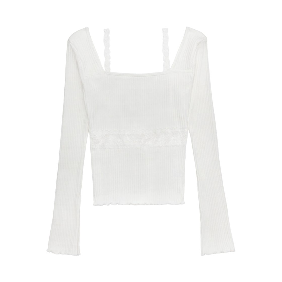 MF26FW017 MOIFAIRE Fleur Sheer Lace T-Shirt White