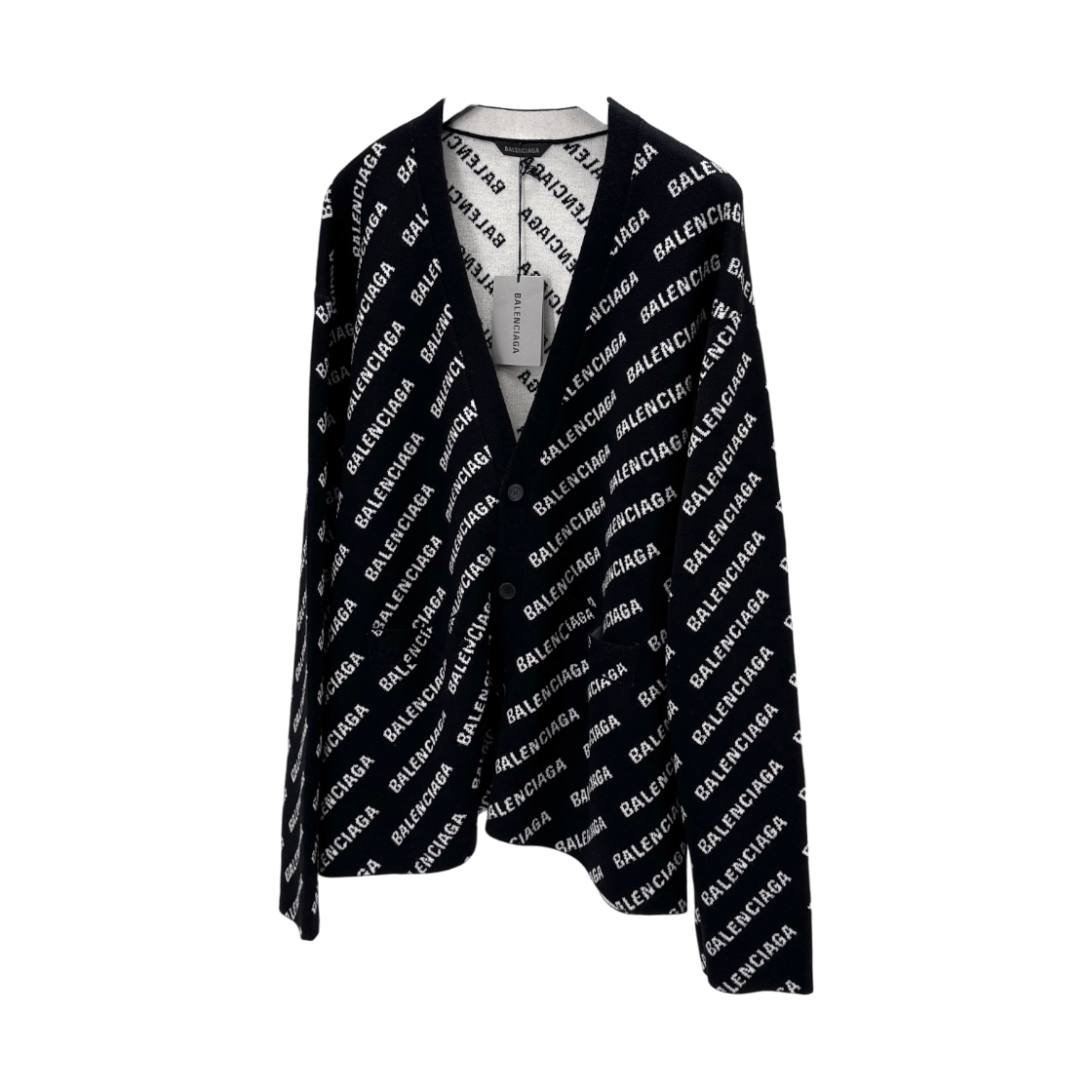 ITV8WVFK59VE Balenciaga Allover Logo Cardigan Black