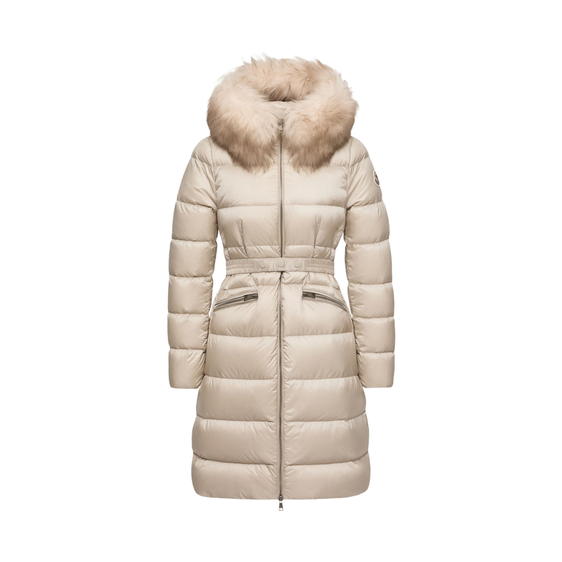 L2-093-1C00015-595FE-268 (W) Moncler Boedic Hooded Shearling Trim Long Down Jacket Light Beige - 26FW