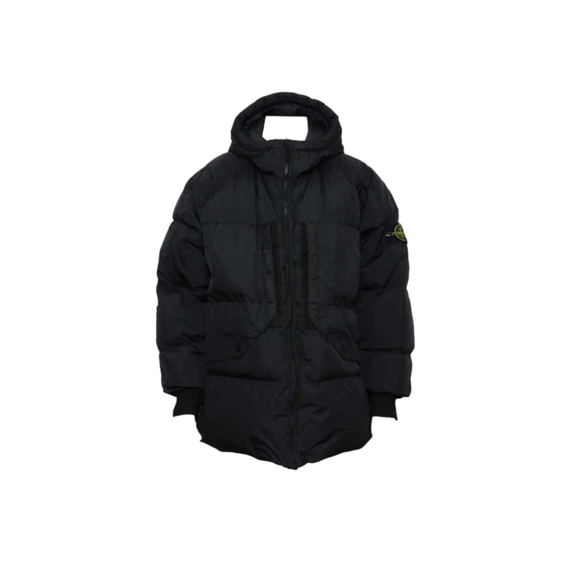 ITEP93KHAGPB Stone Island Black Crinkle Nylon Badge Men Padded Jacket