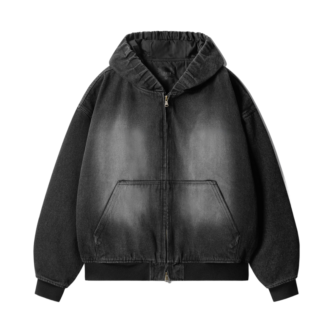 KJOT6936_washedblack_29 EZKATON Cropped Denim Hooded Jacket Washedblack KJOT6936