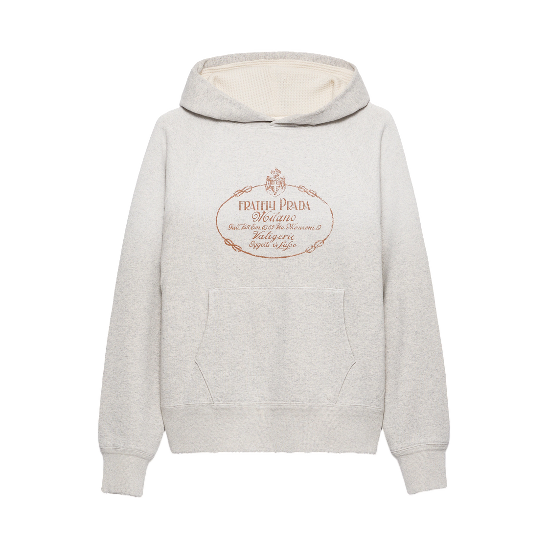 (W) 프라다 코튼 플리스 후드 마블 그레이((W) Prada Cotton Fleece Hoodie Marble Gray)