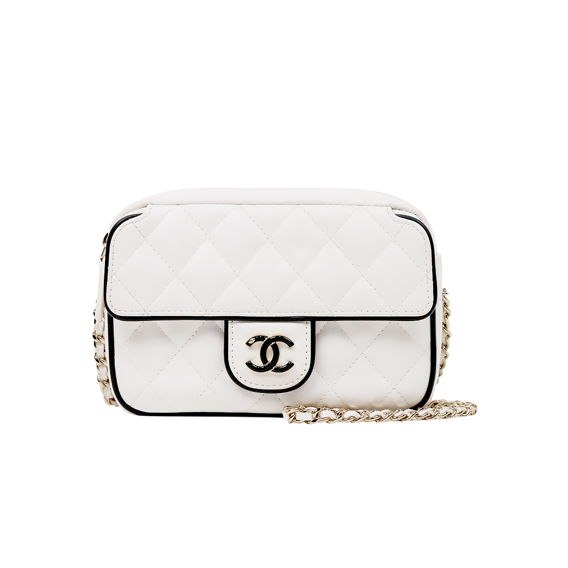 ITWH7NAB3DDJ Chanel White Quilted CC Flap Chain Shoulder Bag