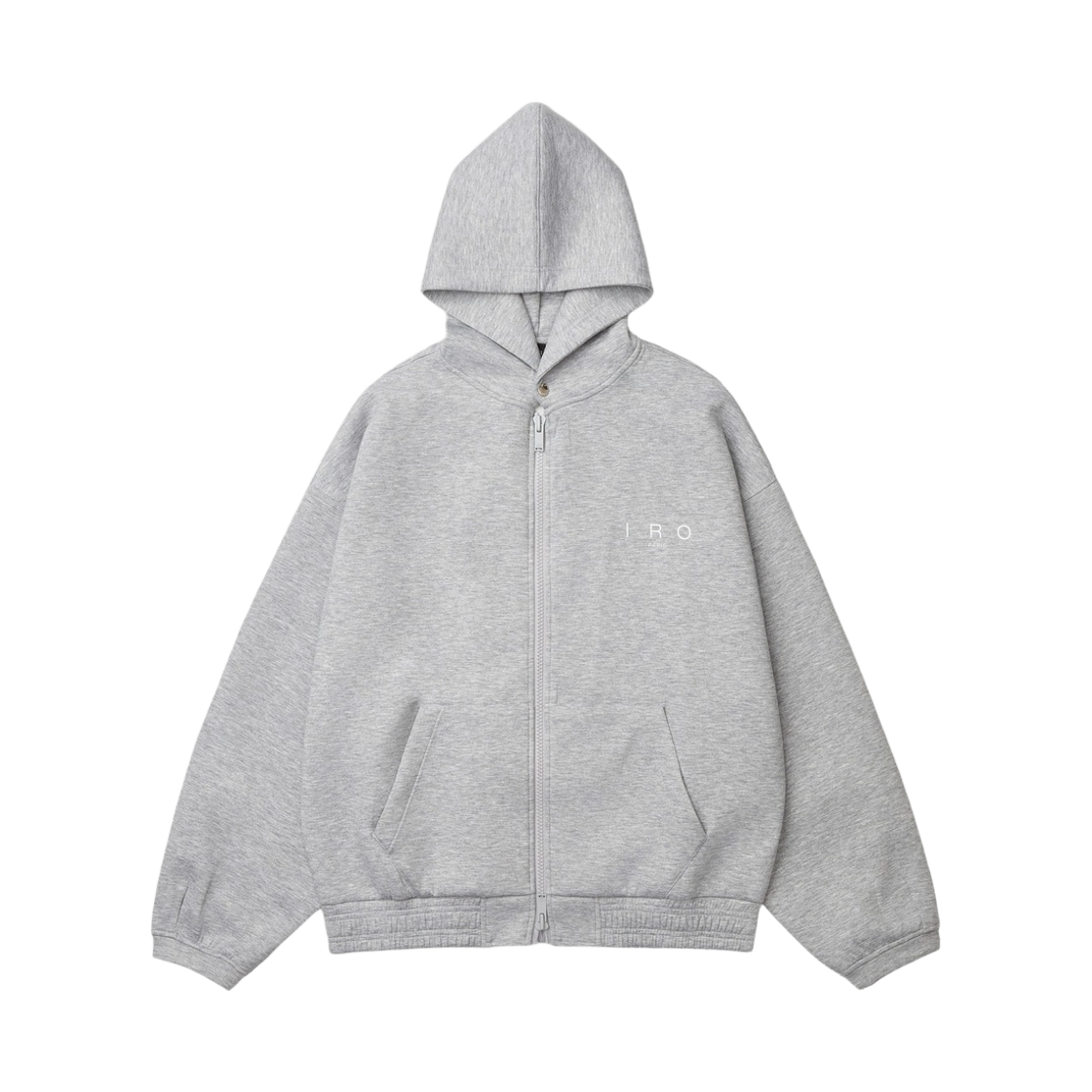 IQTSA26921GYX Iro Voile Cushion Fabric Hooded Zip-Up T-Shirt Gray